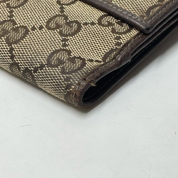 Authentic Gucci GG Logo Canvas Leather Trim Compact Wallet - Picture 7 of 16